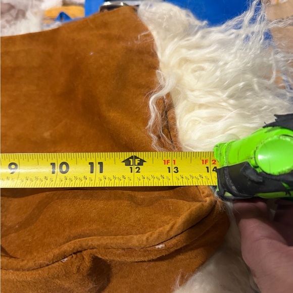 Mongolian Sheep Suede Leather Purse with Leather Handle with Swarovski Crystals. - Picture 6 of 8